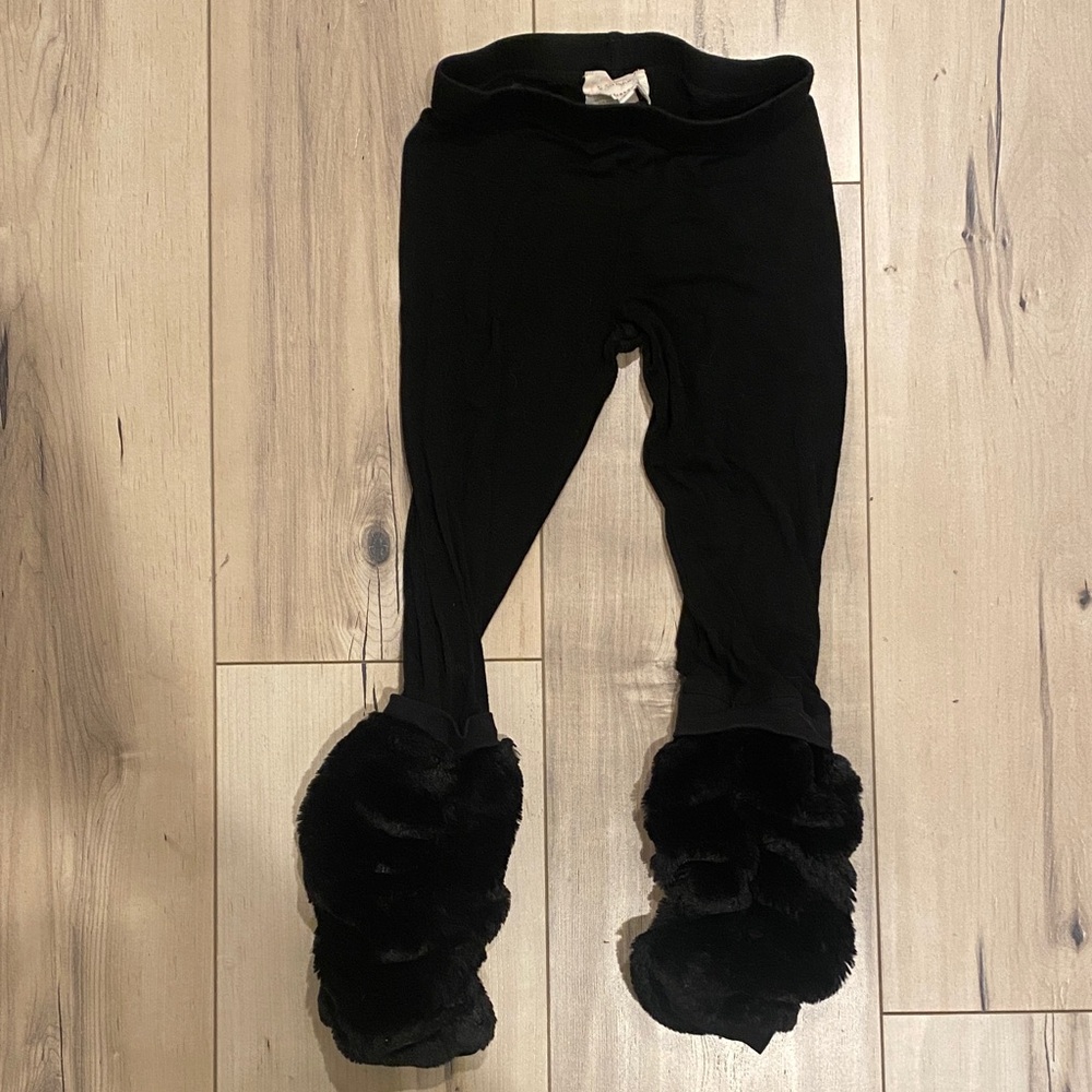 Hanna banana Black Leggings with Faux Fur Cuffs